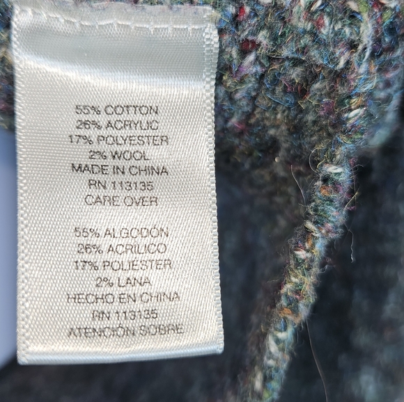 NWOT Jillian & Nicole green tweed cotton wool cowl neck sweater Womens Medium - Picture 8 of 8